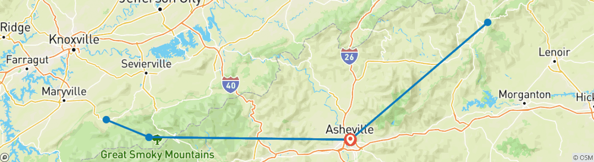 Map of Best of Smokies and Asheville