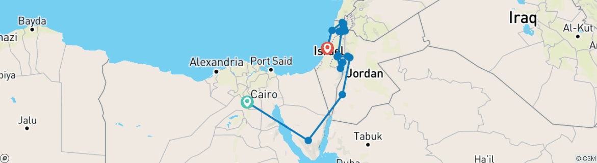 Map of Egypt, Jordan & Israel - 14 days