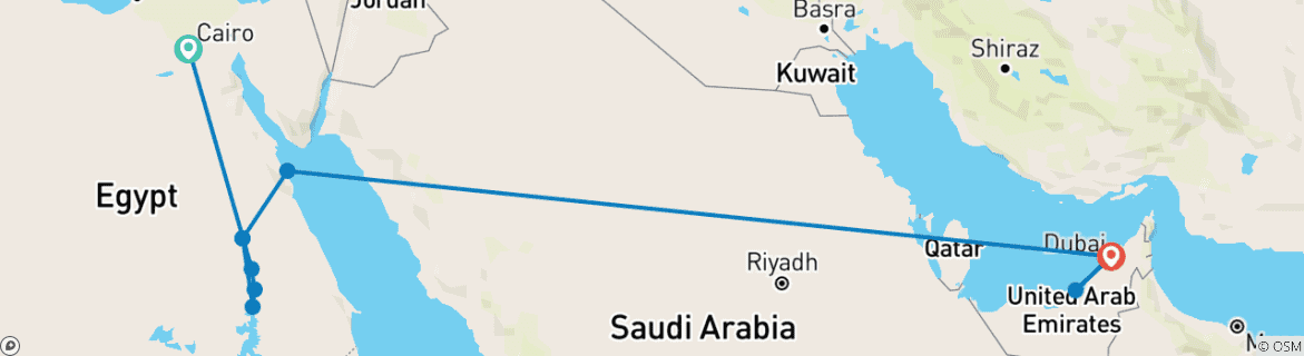 Karte mit der Reiseroute