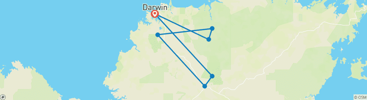 Mapa de 【Darwin】Darwin, Parque Nacional de Kakadu, Garganta de Katherine Paquete Turístico de 6 Días