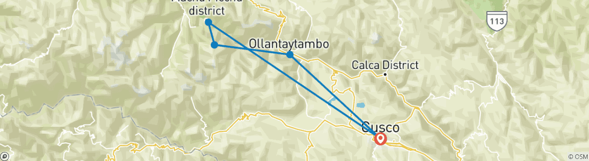 Map of 2 DAYS ROYAL INCA TRAIL TO MACHUPICCHU: PRIVATE TRIP