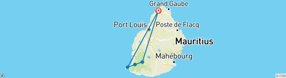 Map of Mauritian Wonders, Private Tour (3* Hotel)