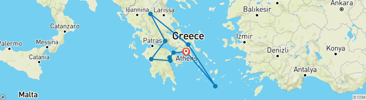 Map of Best Experience of Greece - 10 Days