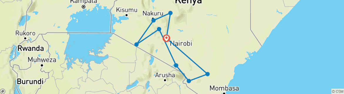 Karte mit der Reiseroute