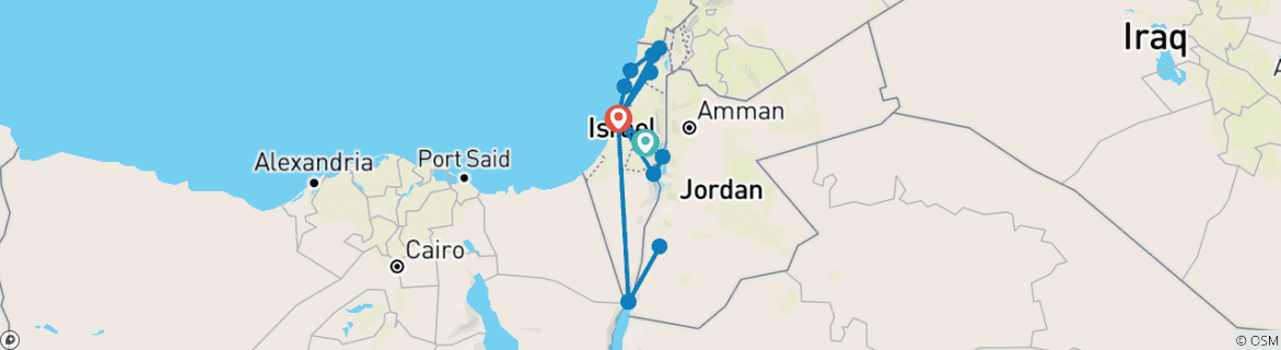 Kaart van Bijbels Israël en Jordanië 7 dagen (2+Reizigers, 5* Hotel)