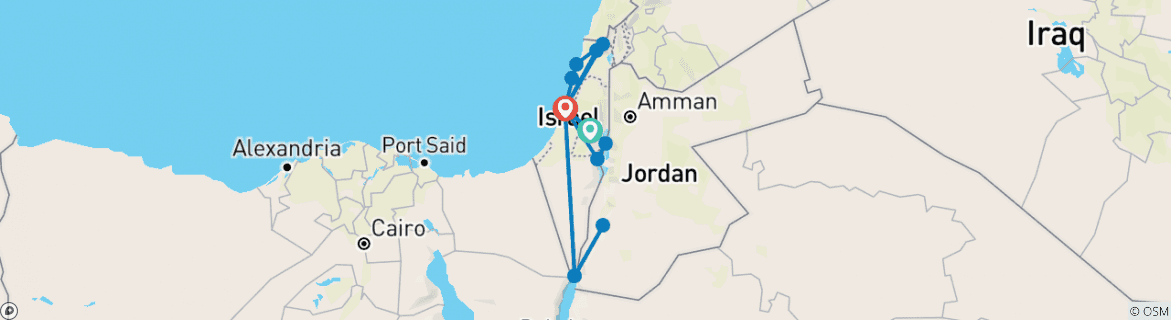 Karte von Biblisches Israel und Jordanien - 2+Reisende, 4* Hotel (7 Tage)