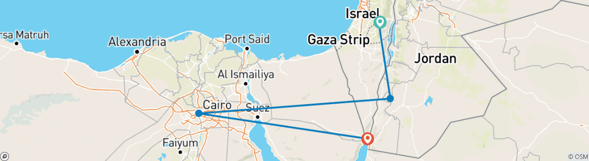 Map of Israel, Jordan and Egypt 5 days (2+Travelers, 5* Hotel)