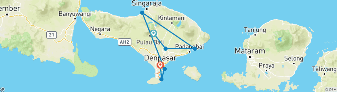 Map of Bali: Great discovery & beach vacation (3 weeks)