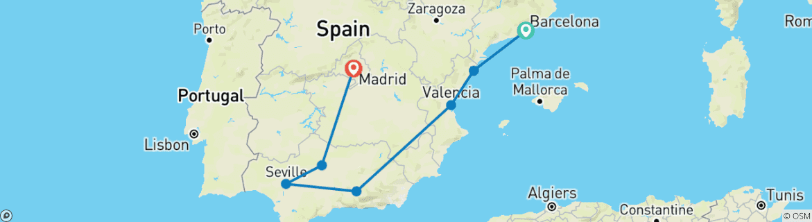 Foto van een kaart met de route van de rondreis