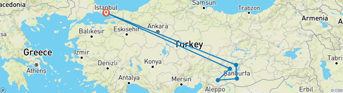 Map of Private Mount Nemrut & Gobeklitepe Tour from Istanbul