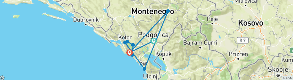 Map of Montenegro explorer