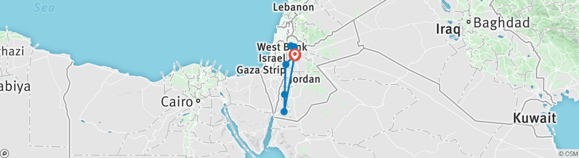 Map of Essential Jordan (4 Star Hotels)