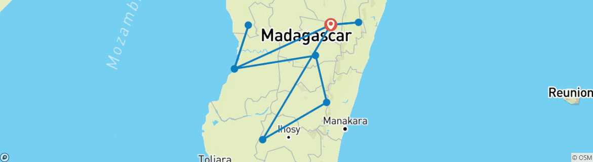 Image d'une carte montrant l'itinéraire du circuit