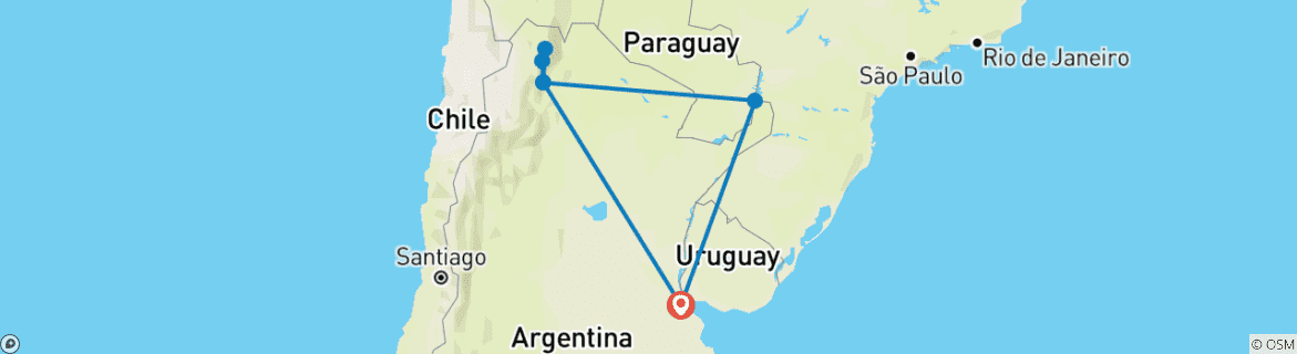 Image d'une carte montrant l'itinéraire du circuit