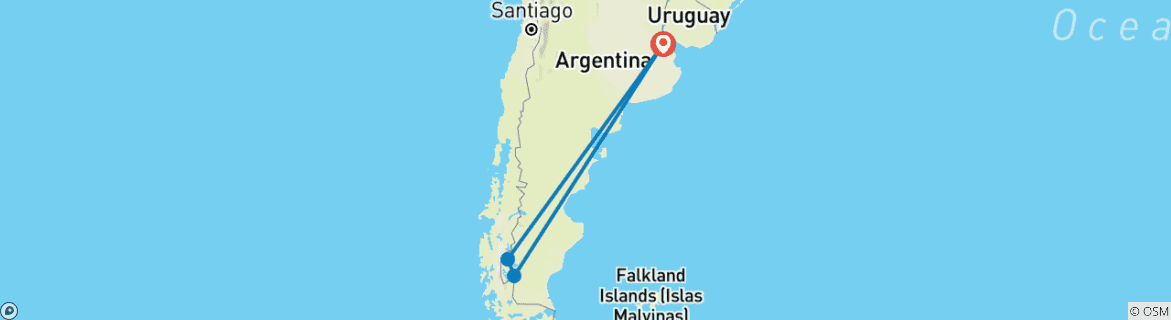 Map of Tango, Glaciers and Hiking - 10 Days