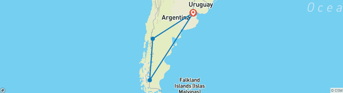 Map of Buenos Aires, Lakes and Glaciers