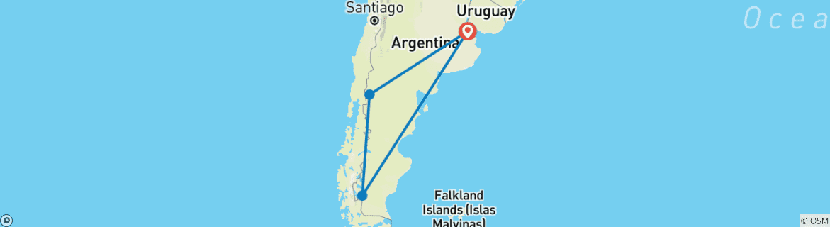 Carte du circuit Buenos Aires, lacs et glaciers
