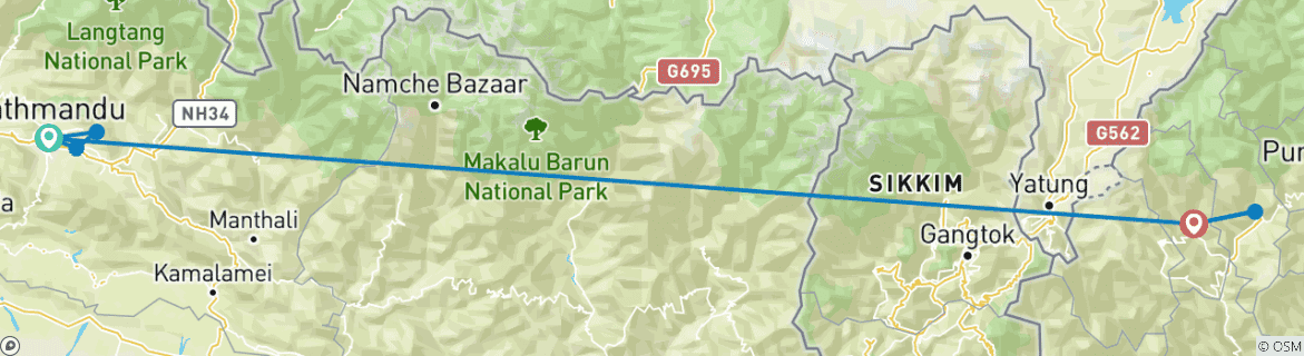 Image d'une carte montrant l'itinéraire du circuit