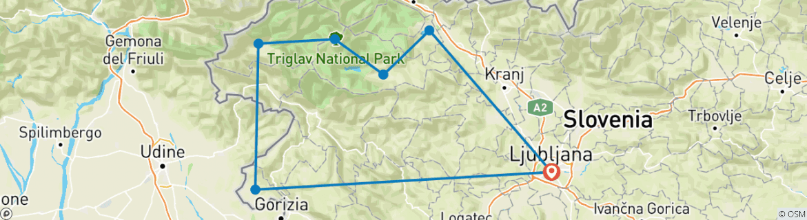 Karte von Wandern in Sloweniens Julischen Alpen