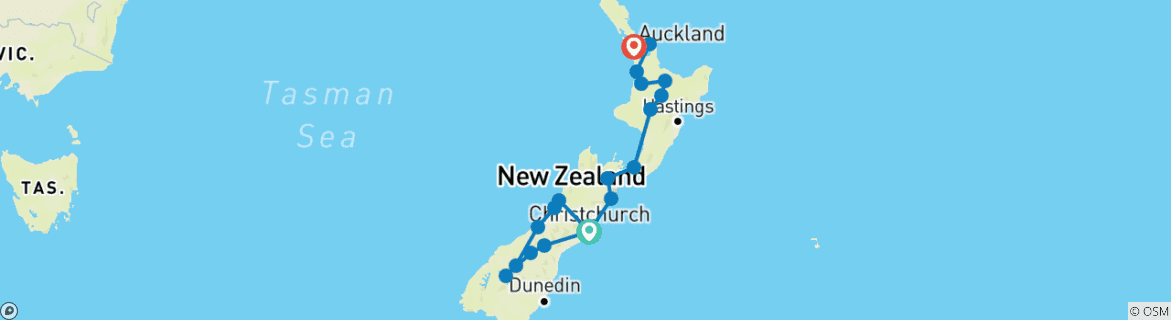 Map of New Zealand Uncovered (Northbound)