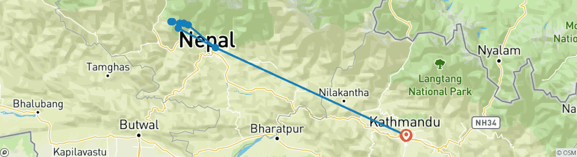 Karte von Annapurna Poon Hill Circuit Trekking
