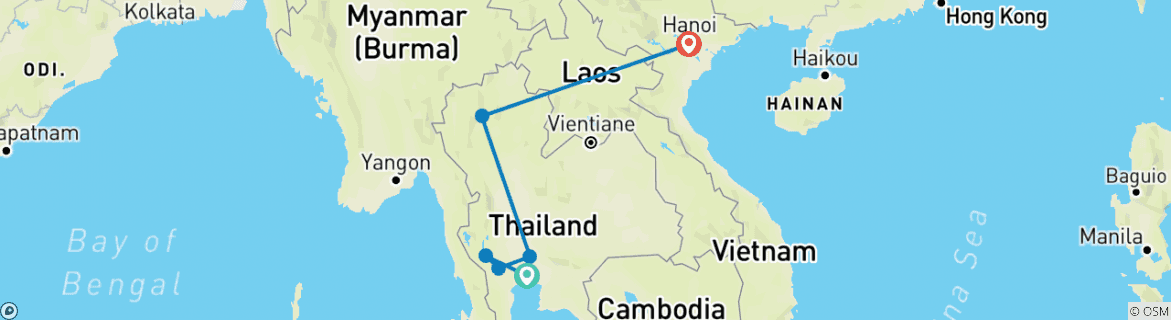 Map of Bangkok to Hanoi: Chiang Mai, Night Markets & Streetside Bars