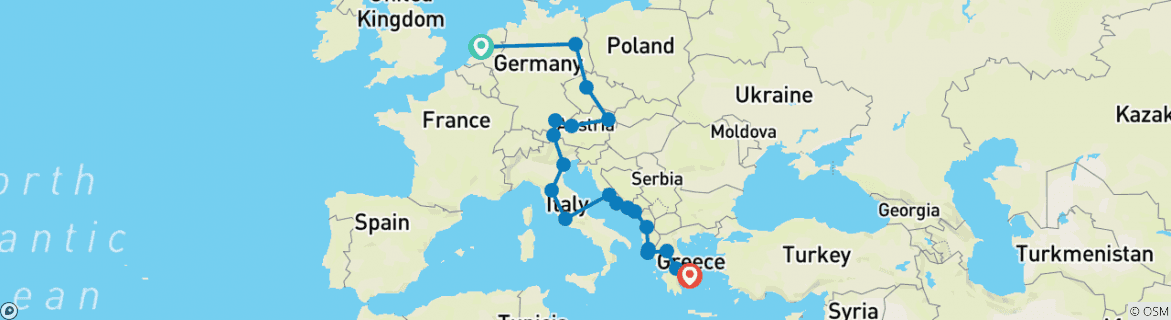 Map of Ultimate Europe: Berlin, Tuscany & Greek Temples