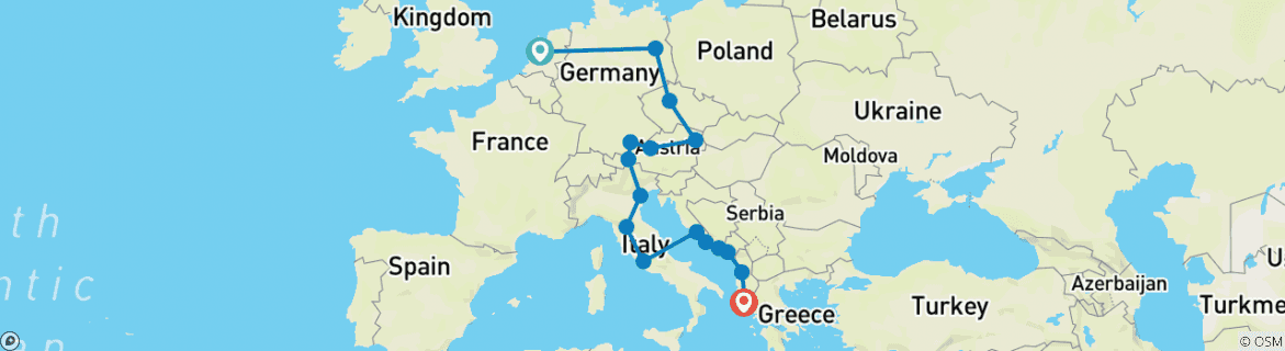 Map of One Month in Europe: Germany, Italy & Croatia