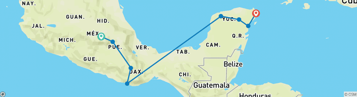 Map of The Most Mexico: Central Mexico, Yucatan & Cancún