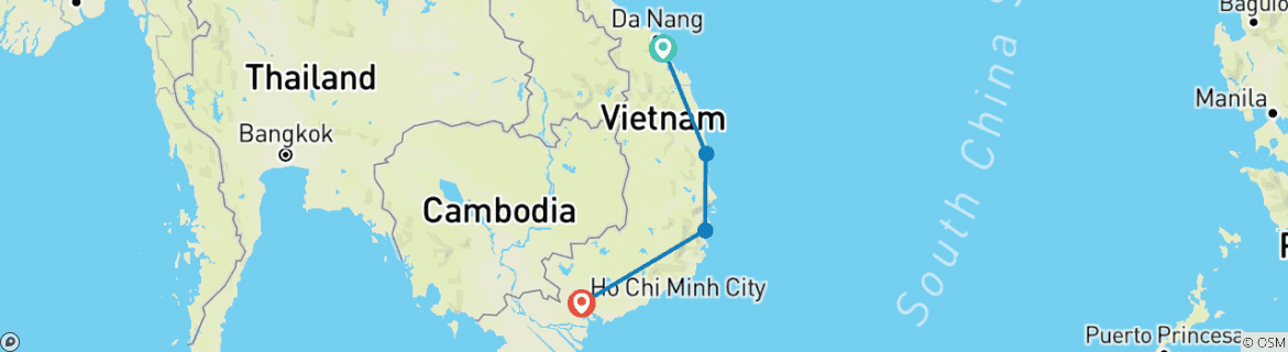 Map of Vietnam Adventure: Hoi An, Beaches & Ho Chi Minh City