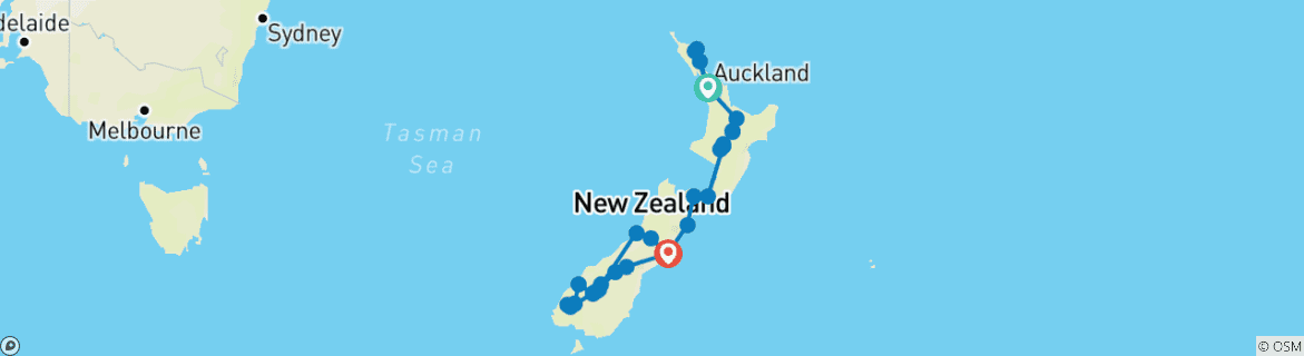 Image d'une carte montrant l'itinéraire du circuit