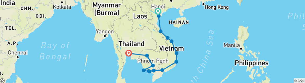 Map of Essential Southeast Asia: Hanoi, Phnom Penh & Thailand Good Times