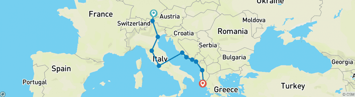 Map of Essential Europe: Italy, Croatia & Mediterranean Magic