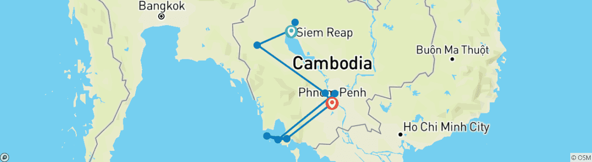 Map of Small group tour & bathing - Cambodia (incl. flight)