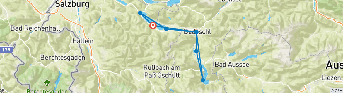 Image d'une carte montrant l'itinéraire du circuit