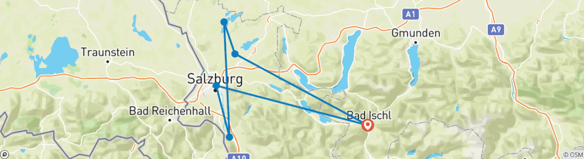 Image d'une carte montrant l'itinéraire du circuit