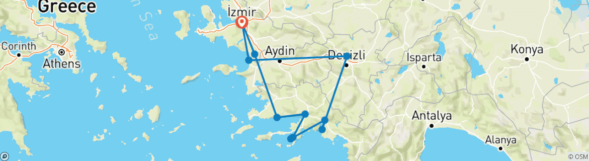 Karte mit der Reiseroute