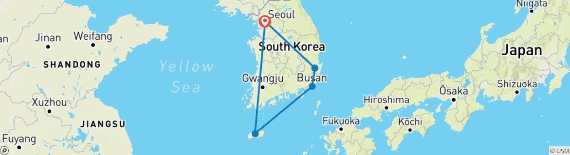 Map of 10-Day Premium South Korea Adventure: Culture, Cuisine, and Coastlines