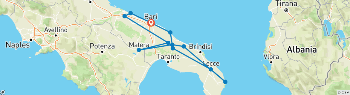 Karte mit der Reiseroute