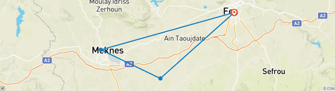 Karte mit der Reiseroute