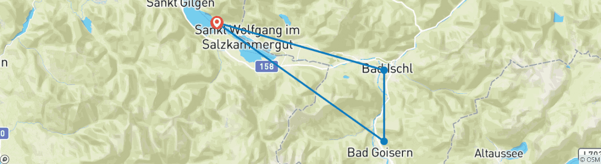 Foto van een kaart met de route van de rondreis