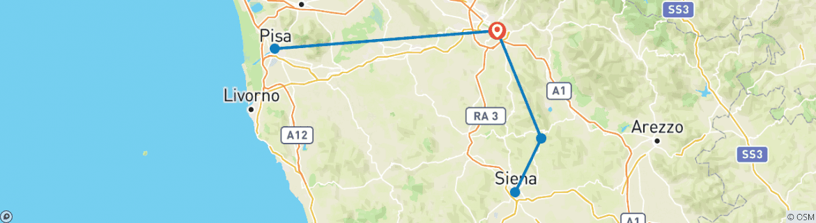 Map of Tuscany Escape, Semi-Private Tour