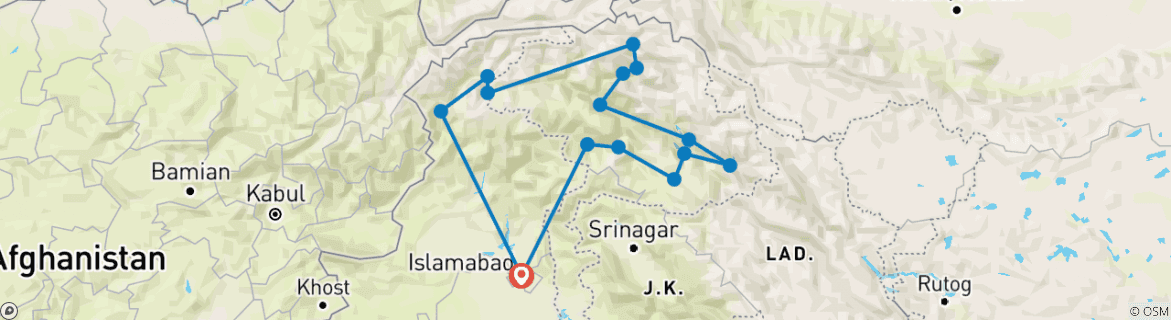 Map of Explore Gilgit-Baltistan and Kalash Valley