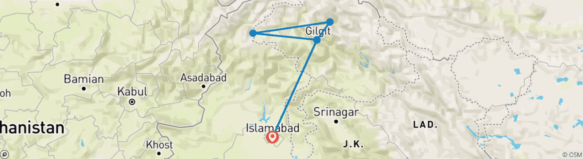 Map of Shandur Polo Festival Pakistan & Hunza Valley Tour | 2025-26 | Exploria