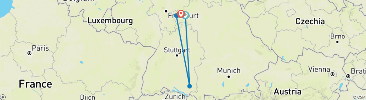 Image d'une carte montrant l'itinéraire du circuit