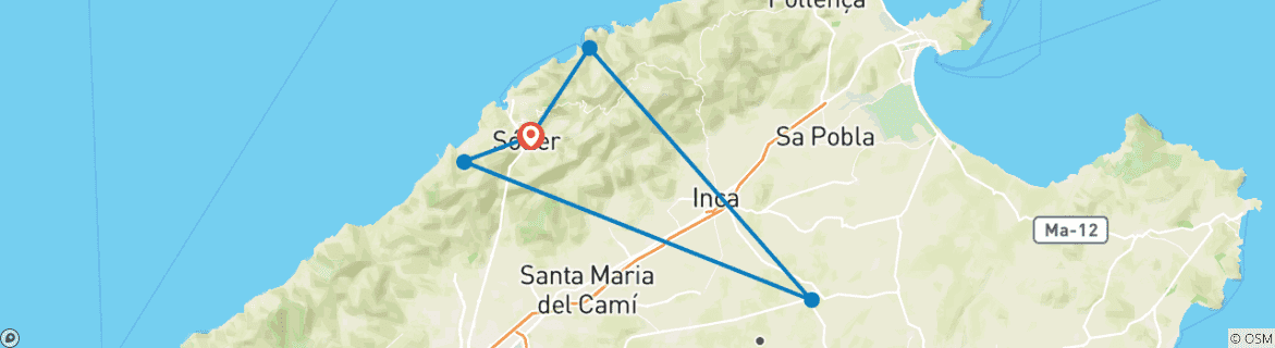 Carte du circuit Côte ouest de Majorque - Randonnée en étoile dans la vallée des orangers (7 jours)