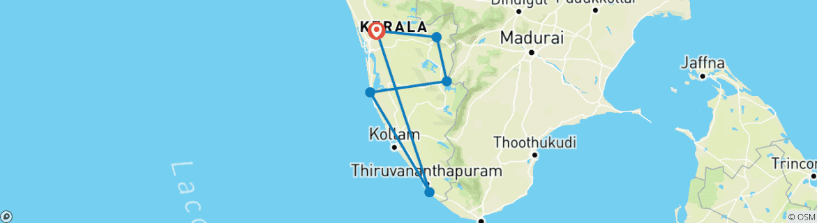 Foto van een kaart met de route van de rondreis