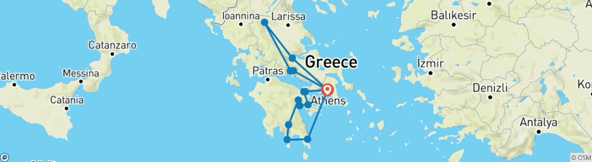 Image d'une carte montrant l'itinéraire du circuit