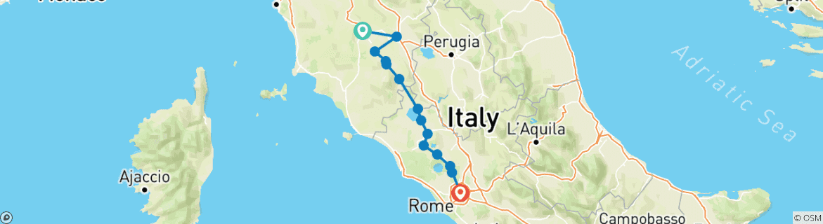 Karte mit der Reiseroute