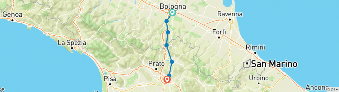 Karte mit der Reiseroute